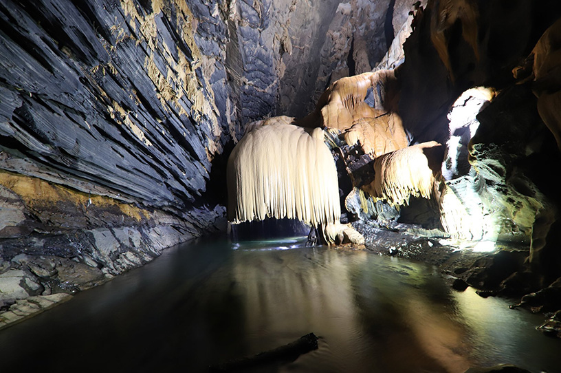 Stalactites in a cave in Phong Nha