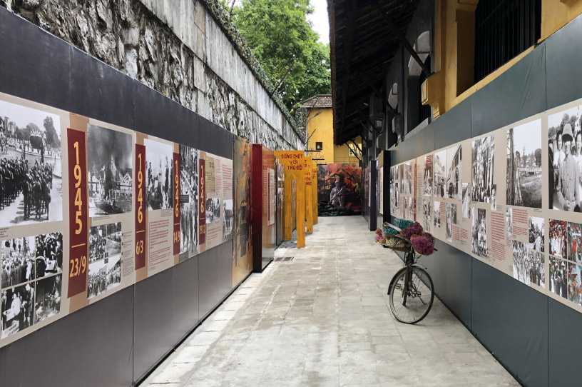 The displayed photos at the Hoa Lo Prison.