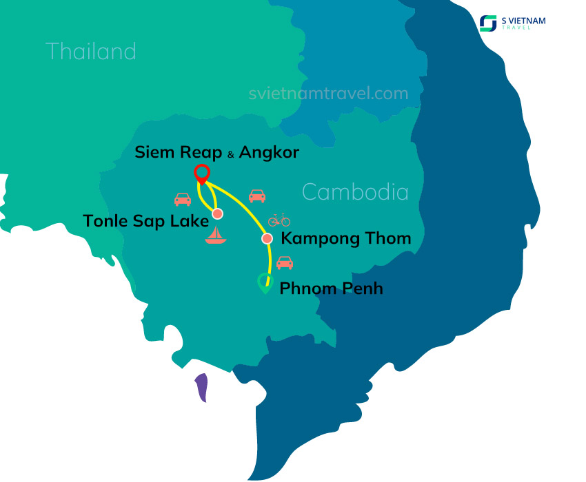Tour map - Amazing Cambodia