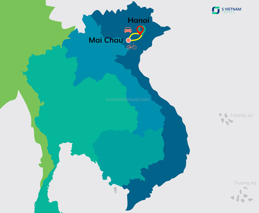 Tour map - Biking Mai Chau