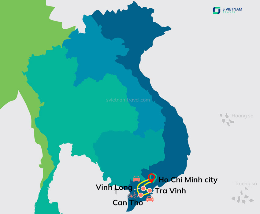 Tour map - Biking Mekong