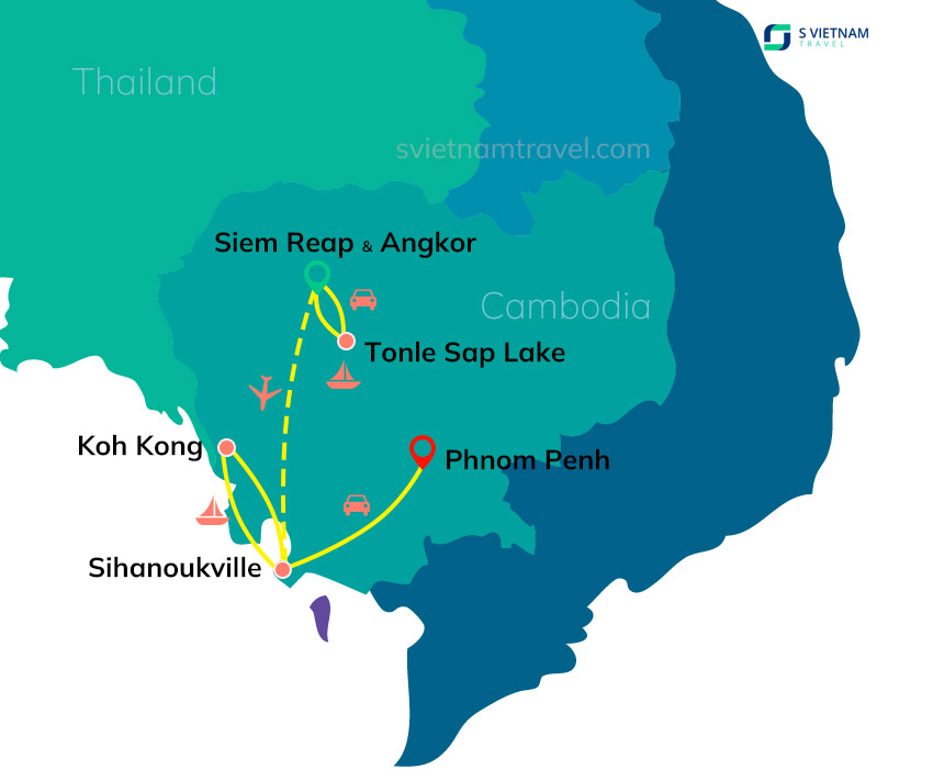 Tour map - Cambodia Holiday With Koh Rong Island