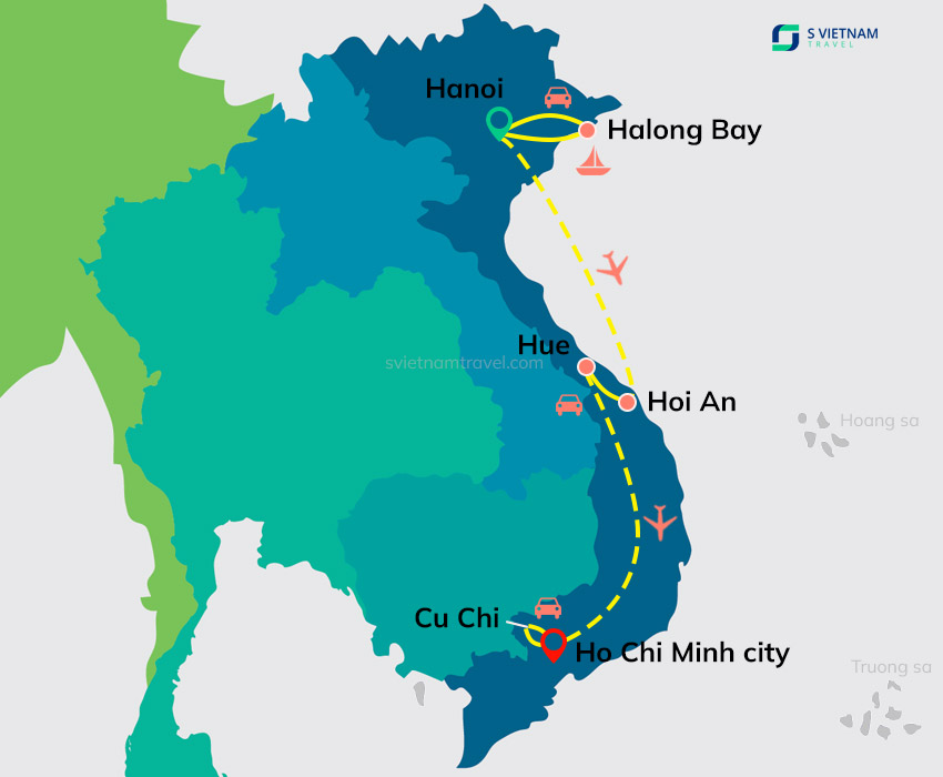Tour map - Essence of Vietnam
