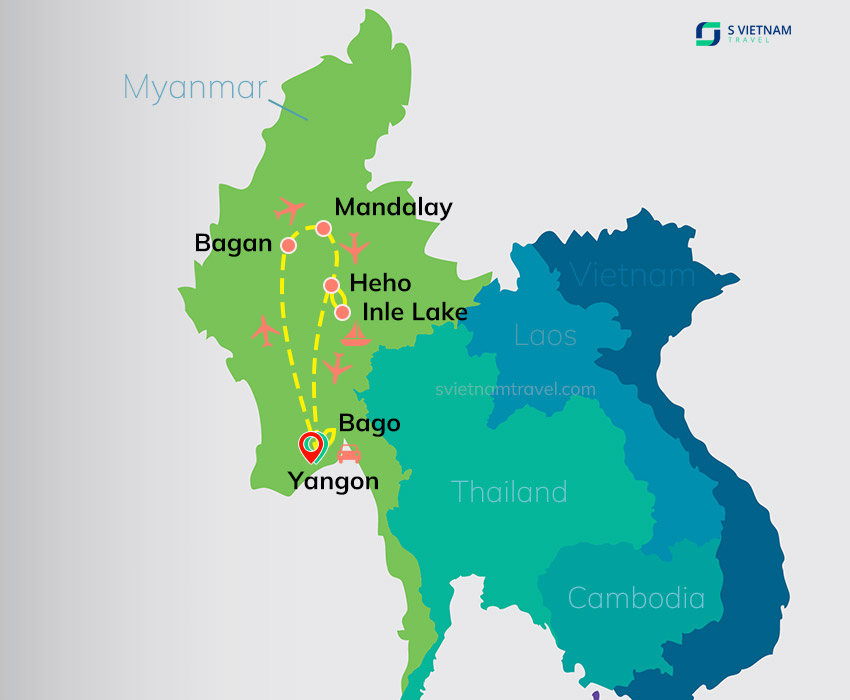 Tour map - Myanmar Exploring