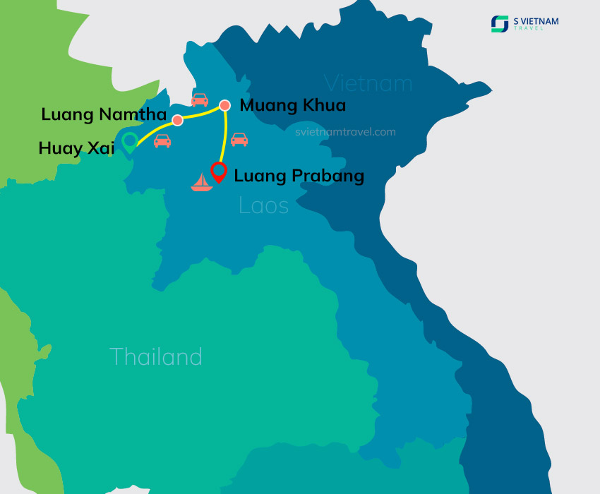 Tour map - North Laos Experience