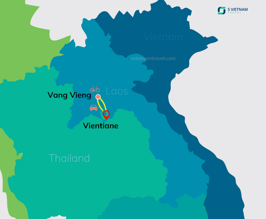 Tour map - Vang Vieng